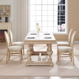 French Country Dining Chairs Set of 2, Upholstered Chairs with Round Back, Wire drawing and carving W3426P324205