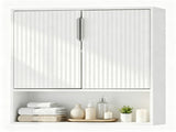 Wall Mounted Bathroom Cabinet, Modern Fluted Panel Storage Cabinet with Adjustable Shelf, 2-Door MDF 90307077