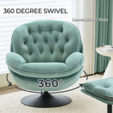 Swivel Leisure chair lounge chair velvet TEAL color with ottoman W1805142163