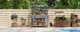 K&K 64.9"H Outdoor Potting Bench Table with Lockable Wheels, Solid Wood Outdoor Kitchen Island with N707P228274G