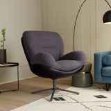360&deg Swivel Office Chair, Modern Chenille Chair with Faux Leather and Black Metal Base Frame, No N817P205024H