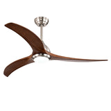 ZNTS (Same SKU W1592P176970) 52" Solid Wood Blades Ceiling Fan With Light with Remote Control, Noiseless W1592P268340