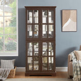 Curio Display Cabinet,Antique Display Cabinet with Glass Doors Adjustable Shelves for Collectibles W2275P231688