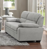 Plush Seating Comfortable Loveseat 1pc Gray Textured Fabric Channel Tufting Solid Wood Frame Modern B011P214024