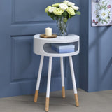 White and Natural Round 1-shelf End Table B062P181426