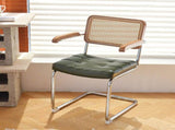 Dining Chairs Set of 2, Faux Leather Rattan Side Accent Chairs with Chrome Legs, Modern Mid Century W2105P540789