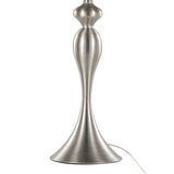 Ashland 27" Contemporary Metal Table Lamp in Brushed Nickel with Moroccan Blue Textured Slub Linen B202P224083