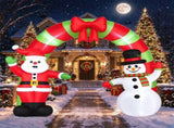 10 FT Christmas Inflatable Archway with Santa & Snowman, Built-in LED Lighted Blow Up Arch for Yard 36327169