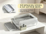High Sided Stainless Steel Litter Box Anti-Urine Leakage, Non-Sticky, Complete with Metal & 57834585