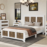 Farmhouse Wooden Platform Queen Size Bed, Modern Platform Bed with Wooden Strip Decoration, Plywood WF530906AAK