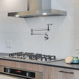 Pot Filler Faucet Wall Mount,with Double Joint Swing Arms Chrome JYC33651CH