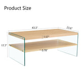 Double layered rectangular coffee table.The board is made of MDF with wooden stickers, with W1151P183723