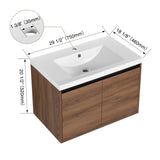 LEVISTAR Brown 30 Inch Bathroom Vanity with resin Countertop Sink, 2 Doors Bathroom Cabinet Set W1972P165046