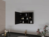 Whirlwind 1-Shelf Rectangle Medicine Cabinet with Mirror Black Wengue B06280245