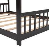 Full Size House Bed Wood Bed, Espresso N708P182786P