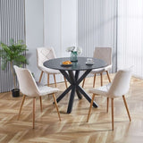 ZNTS 42.1"BLACK Table Mid-century Dining Table for 4-6 people With Round Mdf Table Top, Pedestal Dining W234P143405