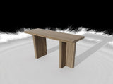 42 Inch Oak Finish Entryway Console Table - T-Leg MDF Table with 3D Paper Laminate, Narrow Table for 26476534