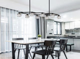 Matte Black Crystal Chandelier for Dining Room, 8-Light Kitchen Chandelier Light Fixture Modern W1592P231609