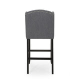 Vienna Contemporary Fabric Tufted Wingback 31 Inch Counter Stools, Set of 2, Charcoal and Dark Brown 64856.00CHAR