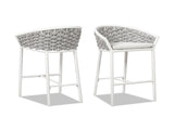 Rowan 27.5" Rope Barrel Low Back Patio Counter Stool, Set of 2, Optic White Acrylic B2719P245992
