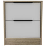 Kaia Nightstand , End Table, Side Table Two Drawers, Metal Handle -White / Pine B07092066