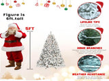 Artificial 5ft Flocked Christmas Tree with 600 PVC Branch Tips, Pine cone*27pcs, 300L warm white 07845419