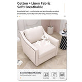 ZNTS 360 Degree Swivel Armchair Cotton linen skin-friendly fabric Ergonomic design Brass nail decorative W2113127539