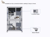 71.2" Tall Outdoor Cat Enclosure Catio with Wheels, Wooden Cat Cage, Multi-Level Cat House with 54082704