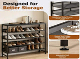 5-Tier Shoe Rack with Wooden Top, Metal Storage Shelf for 16-20 Pairs, Rust-Resistant Entryway Shoe 00122080