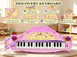 Pink 32-Key Kids Toy Piano Princess Style with Stool, MP3, Record, Flashing Lights & Microphone 66068426