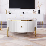 Modern Round Coffee Table with 2 large Drawers Storage Accent Table N735P211280K
