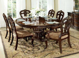 Elegant Style Beautiful Side Chairs 2pc Set Cherry Finish with Gold Tipping Fabric Upholstered B01164711