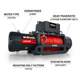 ZNTS X-BULL Electric Winch 10000 LBS 12V Synthetic Rope Load Capacity Red Rope Jeep Towing Truck Off Road W121843630