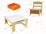 2-in-1 Kids Activity Table and Chairs Set, Double-Sided Whiteboard & Blackboard, with Hidden 74044351
