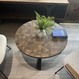 Round Coffee Table Wood Grain and Black Metal W2221P190871