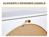 Rattan-fronted 3-tier shoe cabinet, particleboard, 54*24*135 cm, white 44658599