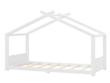Twin House Floor Bed with Support Slats, Solid Wood House Bed Frame for Kids, No Box Spring Needed 37856201