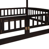 ZNTS Bunk Bed with Slide,Full Over Full Low Bunk Bed with Fence and Ladder for Toddler Kids Teens 83907854