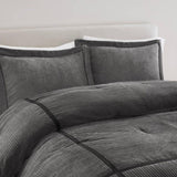 7 Piece Micro Corduroy Comforter Set Grey King B035P266662
