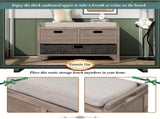 Storage Bench with Removable Basket and 2 Drawers, Fully Assembled Shoe Bench with Removable Cushion 20282827