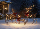 3pcs 4FT 30.00V 3.60W Family Elk Brown Ratten Style Frame Courtyard Elk Decoration 40050045
