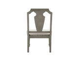 Set of 2 Side Chairs with Linen Padded Seat, Beige and Weathered Oak B016P314483