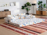 Abstract Line Printed Convertible Sleeper Sofa Bed High Density Compressed Sponge Foldable T6623P600687