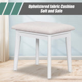 43.3" Classic Wood Makeup Vanity Set with Flip-top Mirror and Stool, Dressing Table with Three WF305498AAK
