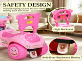 Kids Pink Foot-to-Floor Push Car Horn, Light & Music, Anti-Tip Backwards Device, Underseat Storage 77139462