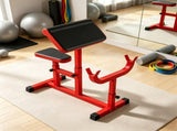 Red 265 LBS Preacher Curl Bench Adjustable Seated Arm Isolated Barbell Dumbbell Bicep Station for 81976510