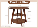 Solid Wood 3-Tier Round End Table, 23.6 Inch Tall Side Table with Storage Shelves, Modern Wood W3204P577551