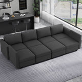 Modern 6-Seater Sectional Sofa with 2 Ottoman, Convertible U Shaped Sofa Couch with with Storage, B2716P356032