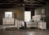 Imerland Contemporary White Wash Finish Bedroom Set with King Sleigh Bed, Dresser, Mirror, T2574P201567