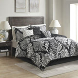 7 Piece Cotton Printed Comforter Set Black King B03597262